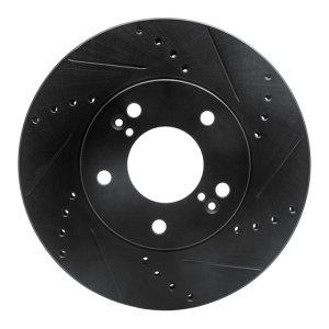 Hyundai XG350 Brake Rotor (1) - Front Right - R1 Concepts - Drilled & Slotted - Black - `01-`03